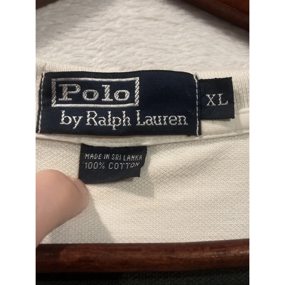 Vintage Polo Ralph Lauren Men's XL Shirt‎ Striped White Short Sleeve Preppy Logo